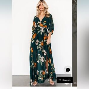Baltic Born Kia Kimono XXXL Deep Topaz Floral Maxi Dress